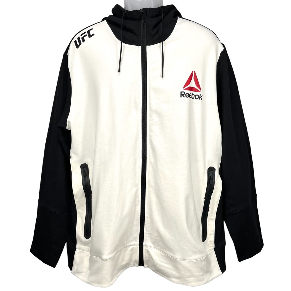 REEBOK UFC‎ Walkout Hoodie Full Zip Jacket Black & White Men’s 2XL